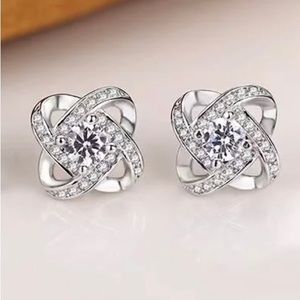 Silver Filled and White CZ Stud Earrings